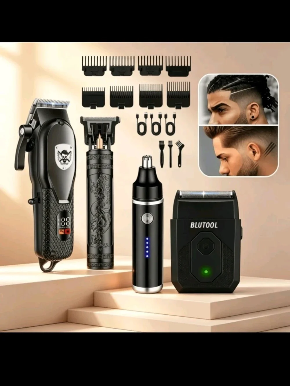 Men’s Black Grooming Kit – Precision Hair Clipper & Trimmer Set